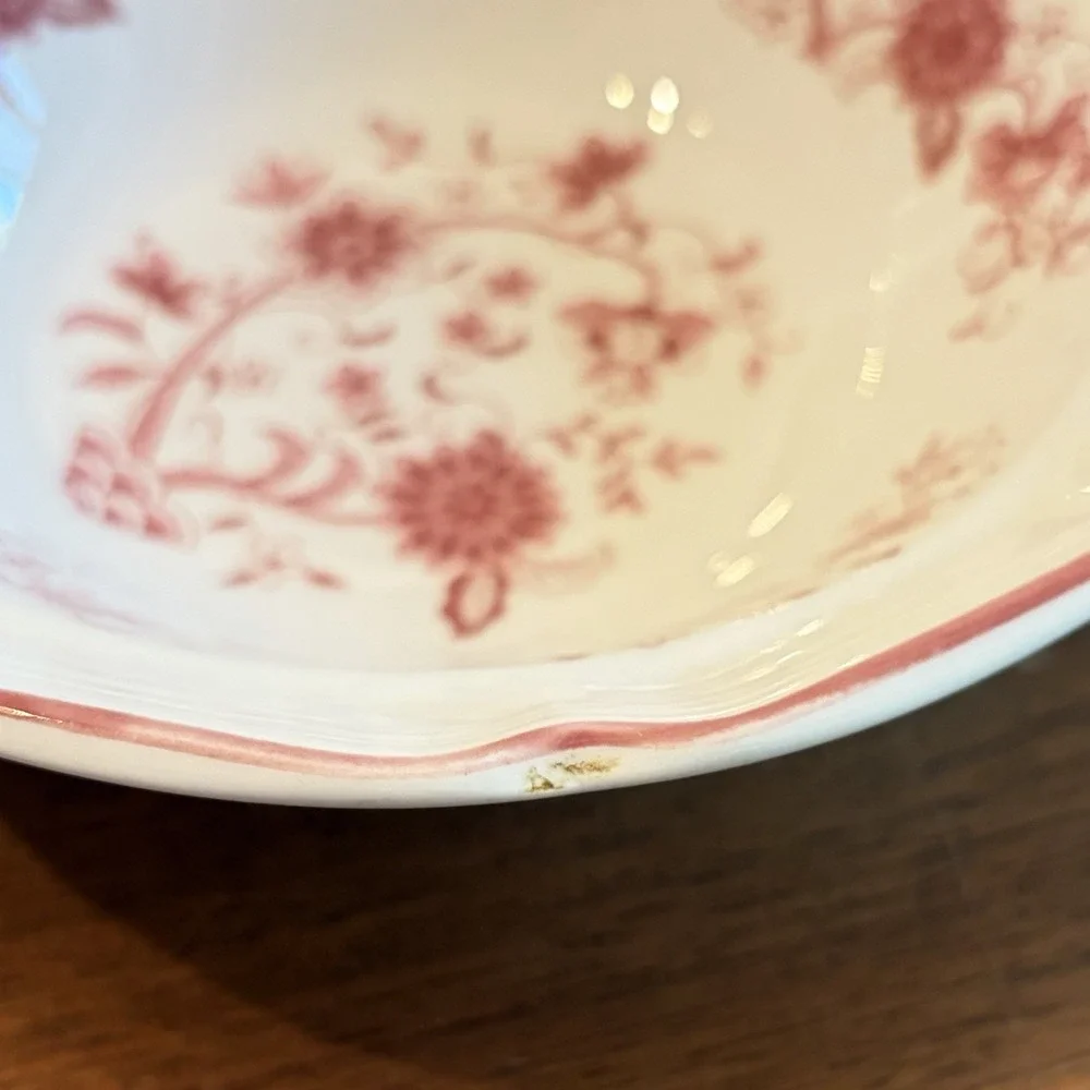 Korea Cereal Bowl Pink Floral Scalloped Edge 7 1/4